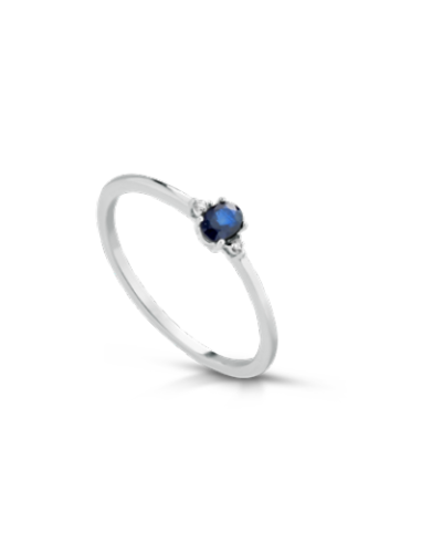Acquista Anello in oro bianco 18Kt con diamanti e zaffiri F-ANSMALL...