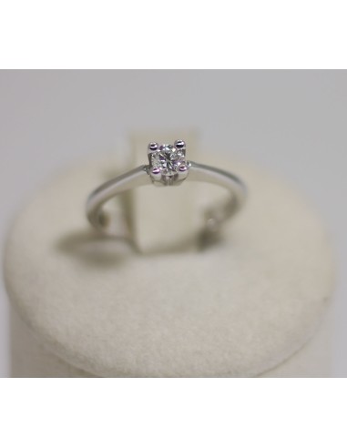 Anello in oro bianco 18Kt solitario con diamanti naturali 1032210 o...
