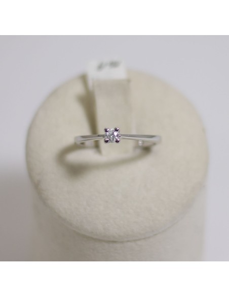 Anello in oro bianco 18Kt solitario con diamanti naturali 103228 on...