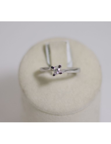 Anello in oro bianco 18Kt solitario con diamanti naturali 1032219 o...
