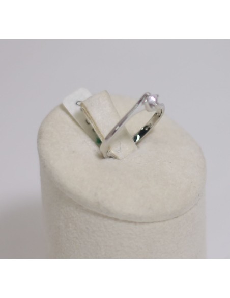 Anello in oro bianco 18Kt solitario con diamanti naturali 1032218 o...