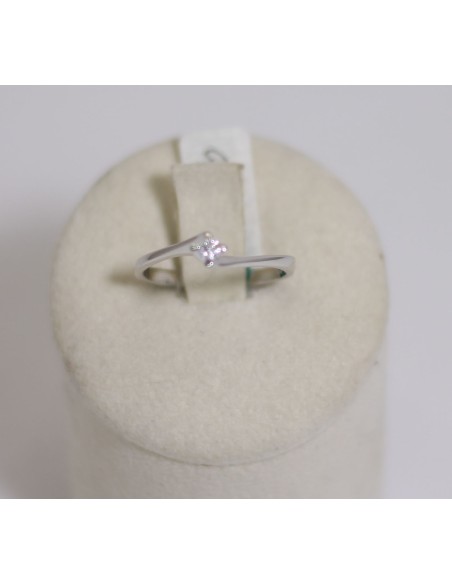 Anello in oro bianco 18Kt solitario con diamanti naturali 1032218 o...