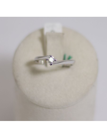 Anello in oro bianco 18Kt solitario con diamanti naturali 1032216 o...