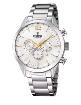 Orologio FESTINA F20343/1 Timeless Chronograph argento con cinturin...