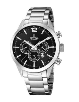 Orologio FESTINA F20343/8 Timeless Chronograph nero con cinturino i...