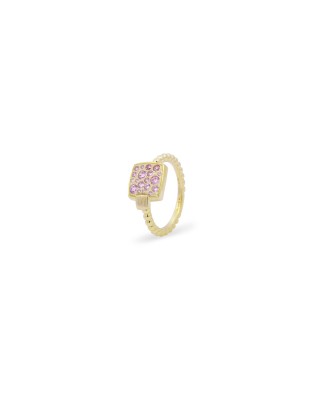 Anello pave rosa oversized RUE DES MILLE Stardust Ten argento ANZ-0...