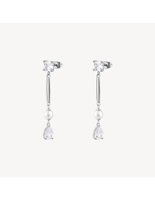 Orecchini pendenti BROSWAY AFFINITY BFF194 in acciaio 316L perle e ...