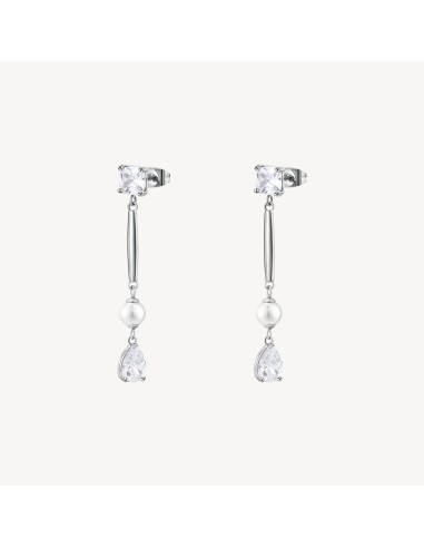 Orecchini pendenti BROSWAY AFFINITY BFF194 in acciaio 316L perle e ...