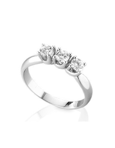 Acquista Anello in oro bianco 18Kt trilogy con diamanti naturali C-...