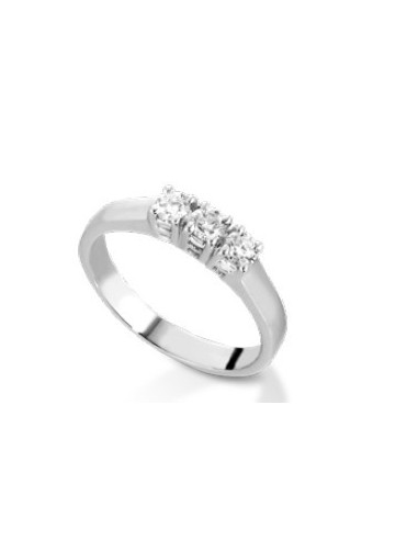 Anello in oro bianco 18Kt trilogy con diamanti naturali C-8317018 o...