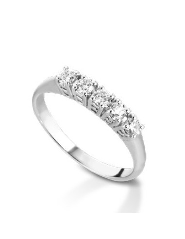 Anello in oro bianco 18Kt veretta con diamanti naturali C-89045P040...