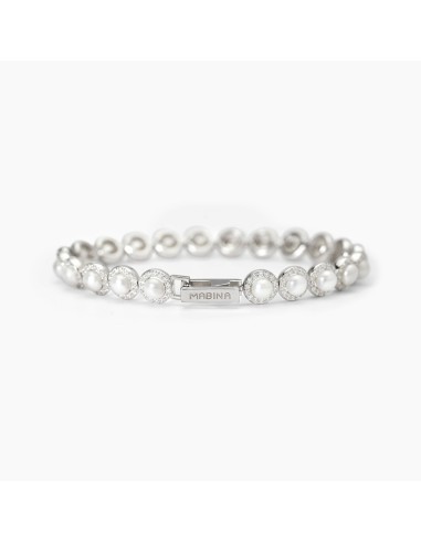 Bracciale tennis MABINA Milanesienne 533826-17 in argento perle e c...