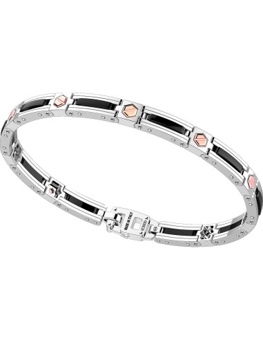 Bracciale ZANCAN Uomo in argento 925 KXB050R-N  ceramica colore nero e viti dorate