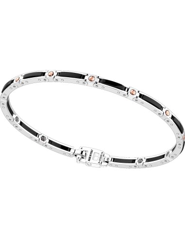 Bracciale ZANCAN Uomo in argento 925 KXB046R-N  ceramica colore nero e viti dorate