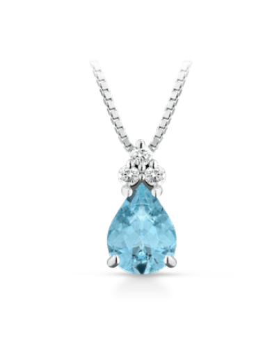 Girocollo in oro bianco 18Kt con diamanti e acqua marina F-CIOCLOVE...