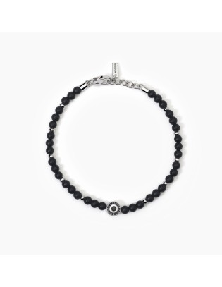 Bracciale Uomo MABINA Beniamino 533807 in argento e agata nera  a s...