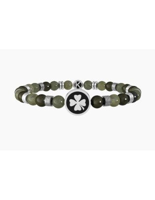 Bracciale KIDULT UOMO NATURE in acciaio 316L 732070 QUADRIFOGLIO  a...