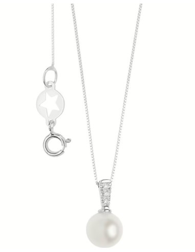 Acquista SALDI Collana COMETE GIOIELLI in oro bianco perla e diaman...