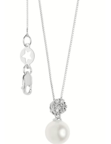 Acquista SALDI Collana COMETE GIOIELLI in oro bianco perla e diaman...
