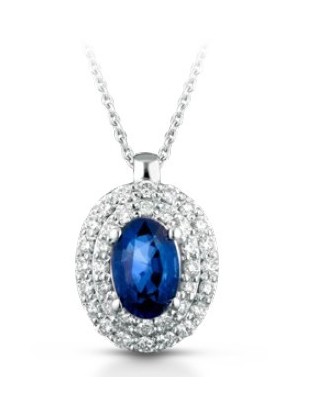 Acquista Girocollo in oro bianco 18Kt con diamanti e zaffiri C-CIOM...