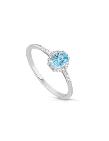 Acquista Anello in oro bianco 18Kt con diamanti naturali e acqua ma...