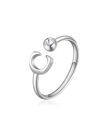 Anello regolabile S'AGAPO' CLICK in Acciaio 316L con cristallo SCK1...