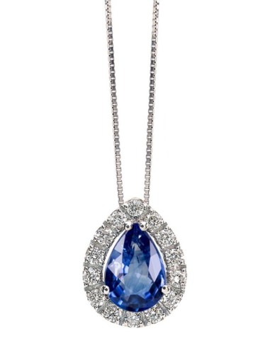 Girocollo in oro bianco 18Kt con diamanti naturali e zaffiri C-CIOG...