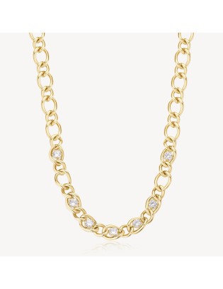 Collana BROSWAY Ribbon in Acciaio 316L pvd oro 14K e cristalli BBN3...