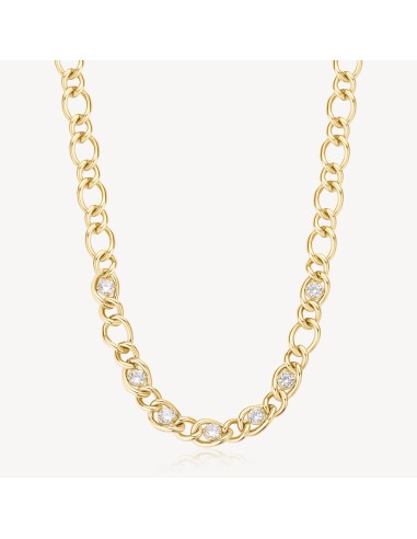 Collana BROSWAY Ribbon in Acciaio 316L pvd oro 14K e cristalli BBN3...