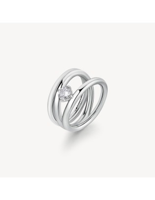 Anello a fascia BROSWAY Ribbon in Acciaio 316L con cristallo BBN45C...