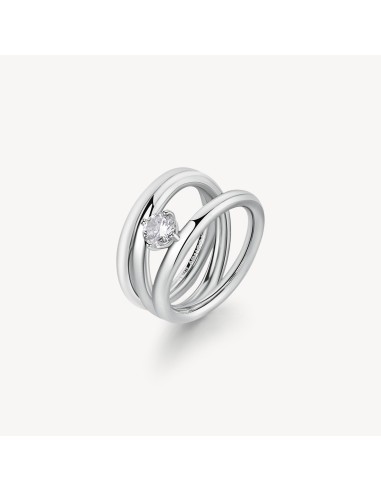 Anello a fascia BROSWAY Ribbon in Acciaio 316L con cristallo BBN45C...