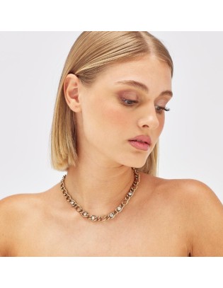 Collana BROSWAY Ribbon in Acciaio 316L pvd oro 14K e cristalli BBN3... 2