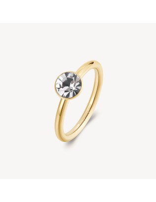 Anello BROSWAY Symphonia in acciaio 316L finitura pvd oro 14K e cri...