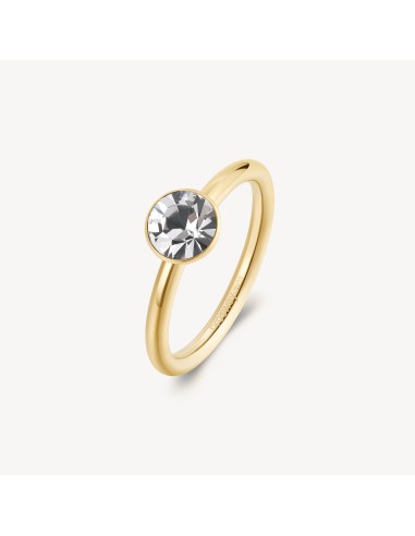 Anello BROSWAY Symphonia in acciaio 316L finitura pvd oro 14K e cri...