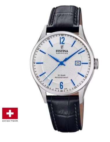 Orologio FESTINA Swiss Made F20007/2 argento con cinturino in pelle...