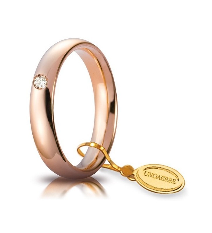 Fede UNOAERRE Fedi Comode 4 mm in oro rosa con diamante