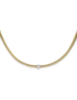 Collana chocker LIU-JO in acciaio dorato LJ2239 con cristallo bianc...