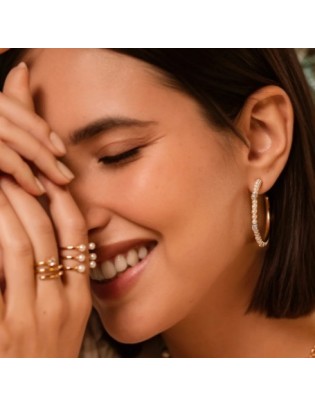 Saldi Orecchini cerchio RUE DES MILLE Whiteside in argento dorato c... 2