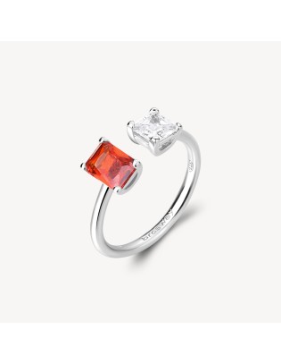 Anello BROSWAY FANCY in argento rodiato e cubic zirconia orange e b...
