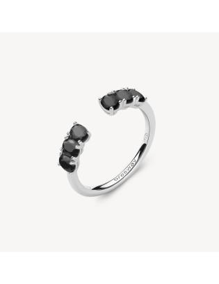 Anello BROSWAY FANCY in argento rodiato 925 e cubic zirconia neri F...