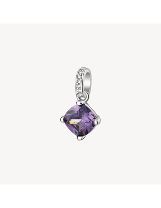 Charm BROSWAY FANCY in argento rodiato 925 e cubic zirconia amethys...