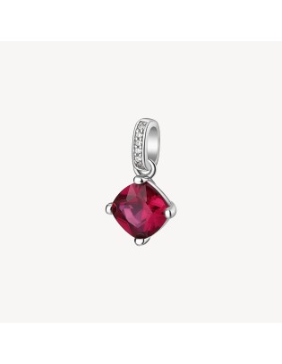 Charm BROSWAY FANCY in argento rodiato 925 e cubic zirconia rubye b...