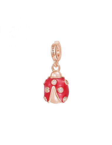 Charm ROSATO in argento 925 placcato oro rosa con cristalli e smalt...