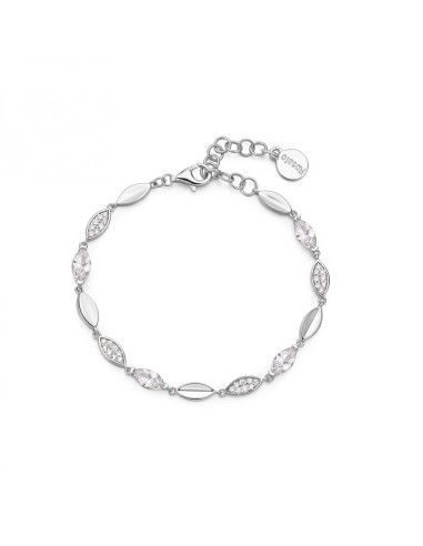Bracciale ROSATO in argento 925 RZGA46 petali con cristalli bianchi...