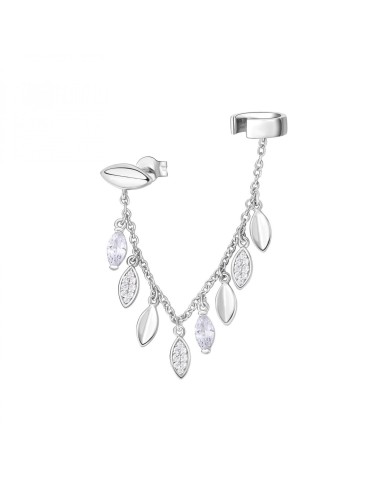 Orecchino con catena Ear Cuff ROSATO in argento 925 RZGA54 petali c...