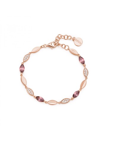 Bracciale ROSATO in argento 925 placcato oro rosa RZGA47 petali con...
