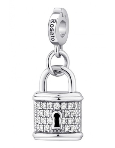 Charm ROSATO in argento 925 RZ005R con cristalli bianchi LUCCHETTO/...