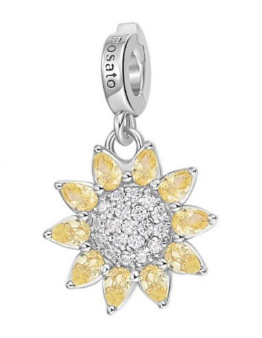 Charm ROSATO in argento 925 RZ220R con cristalli gialli GIRASOLE/GI...