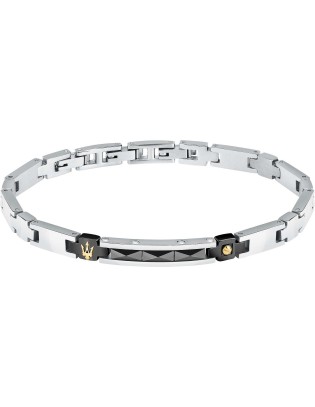 Bracciale MASERATI Ceramic Uomo in acciaio con pvd nero e oro JM224...