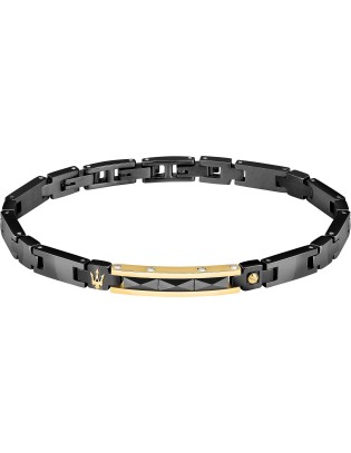 Bracciale MASERATI Ceramic Uomo in acciaio nero e oro JM224ATZ36 on...
